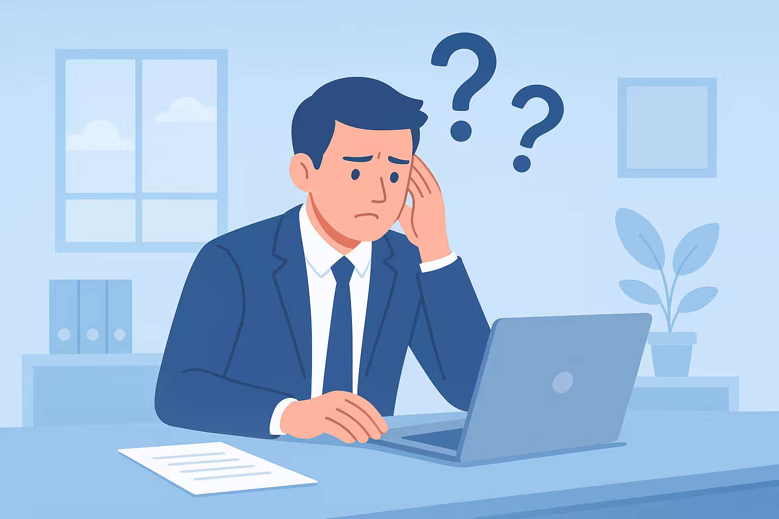 退職の悩みを抱える人のイラスト